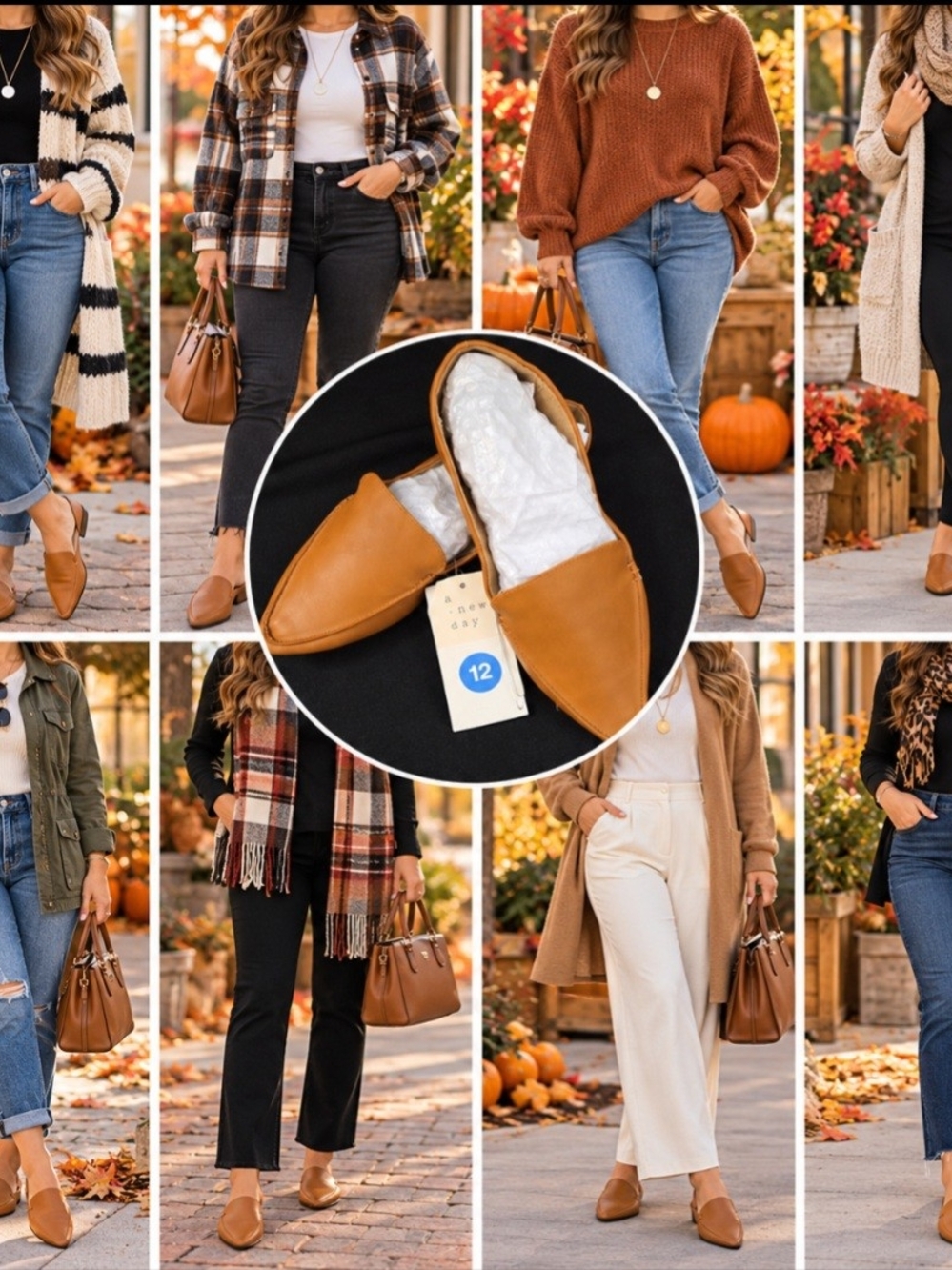 a new day Cognac Tan Slip-On Pointed Flats